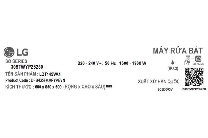 Máy rửa bát độc lập LG LDT14SVA4 (Bạc)